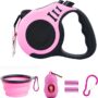 PETIMP Retractable Dog Leash Lightweight Portative 16FT Leash, with Folding Bowl,Dispenser,Rubbish Bags, for Small Medium Dog
